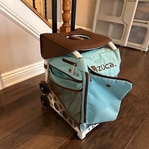Teal and brown Zuca future skating bag in good condition.